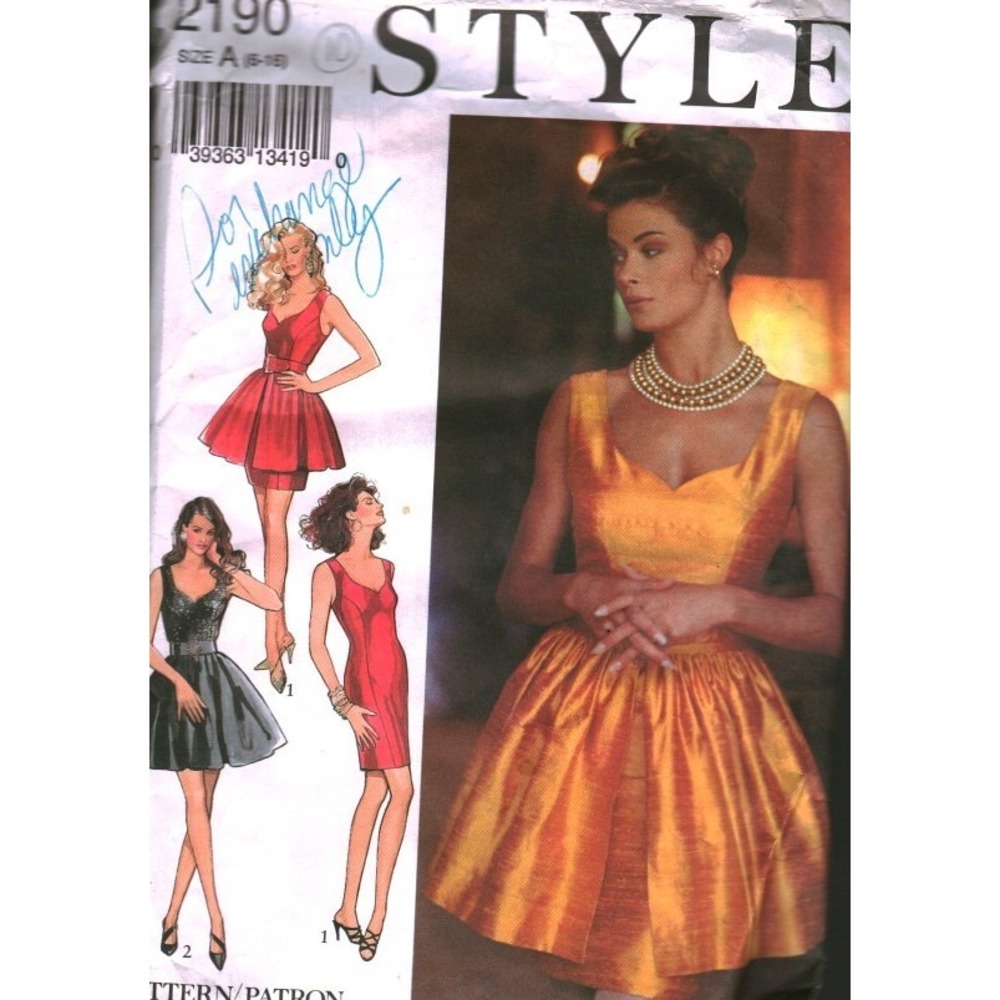 Style 2190 Sewing Pattern Misses Evening Dress Detachable Overskirt Size 6-10